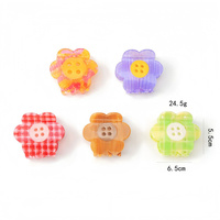 Pince à cheveux à motif écossais coloré et fleur boutonnée, en acétate, style requin, polyvalente, pour femme, pour le quotidien et les trajets, best-seller transfrontalier
