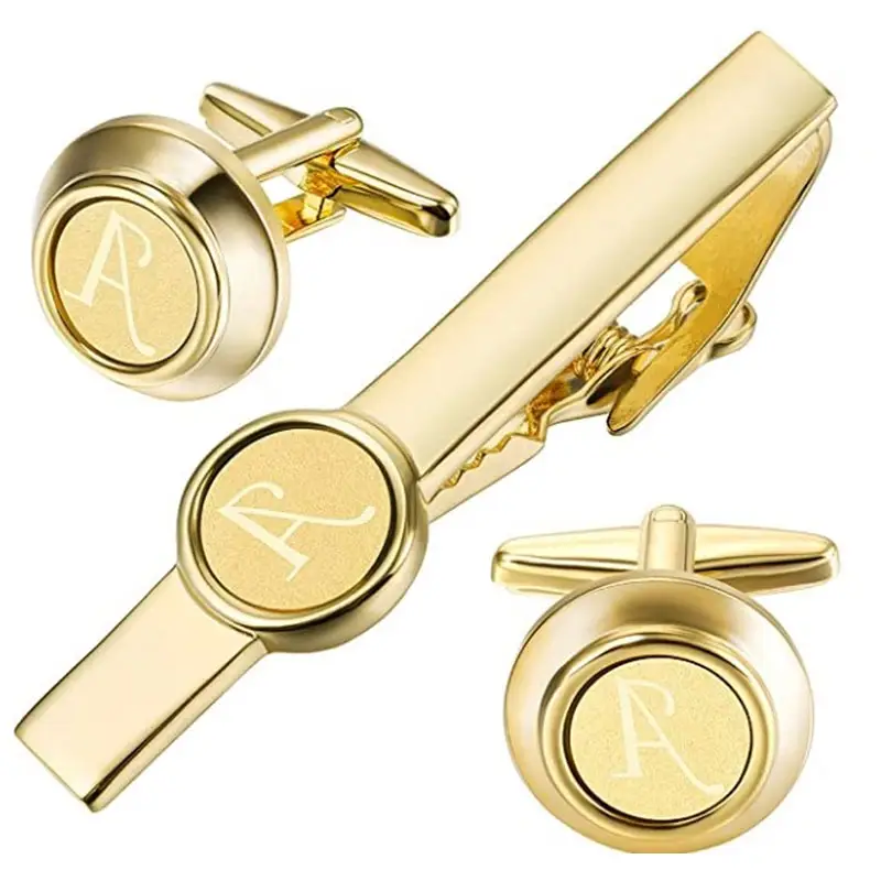 Cufflink Manufacturer Supplier Customised Logo Metal Cuff Links Men Cufflinks And Tie Clips With Box Packaging