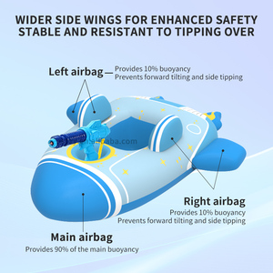 Gommone Gonfiabile a Forma di Aeroplano per Bambini con Pistola ad Acqua, Galleggiante Anti-Ribaltamento per Neonati e Bambini con Spruzzatore d'Acqua - Product Image 3