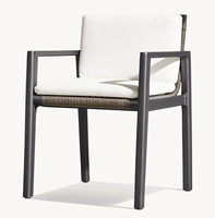 MESA Ensemble de salle à manger moderne de luxe pour extérieur, résistant aux intempéries, pour patio, jardin, hôtel, plage, fauteuil de salle à manger en aluminium thermolaqué fait main