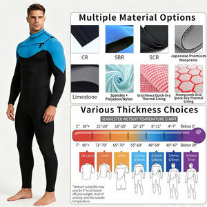 Combinaison de surf en néoprène 3/2 mm de qualité supérieure, fermeture éclair sur la poitrine, pour hommes et femmes, coupe-vent, OEM - Product Image 4