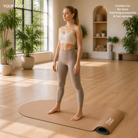 Tapis de yoga en caoutchouc PU naturel antidérapant absorbant la transpiration avec logo personnalisé, imprimé animal, noir, ovale, en forme d'arche, vente en gros