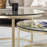Table basse ronde en or nordique pour salon, meubles de luxe, plateau en marbre, table basse gigogne en verre