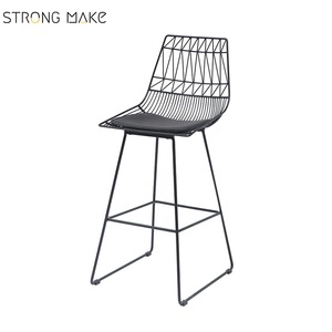 Outdoor Commercial Patio Tabouret De <strong>Bar</strong> Iron <strong>White</strong> Wire Mesh Armless Barstool Chair Industrial Iron Mesh <strong>Bar</strong> <strong>Stool</strong> With Pad - Product Image 1