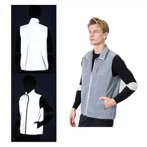 wholesale hot sale high quality hi vis safety outwear sleeveless vest waterproof reflective hoodie jacket with zipper