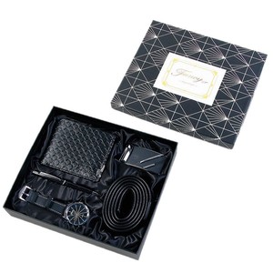 Set Hadiah Pria Bisnis Lintas Negara Jam Tangan Dompet Ikat Pinggang Hadiah untuk Pacar & Ayah Hari Ayah Model PU Paduan Seng M2897 - Product Image 5