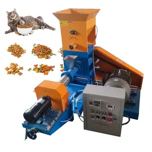 Hot selling Indian animal dog pet cat feed pellets floating fish feed making machine puffed pet food production line