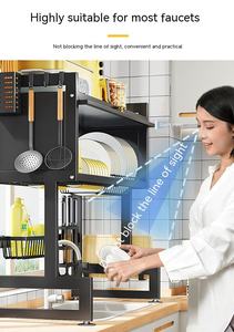 Scolapiatti a Tre Livelli in Acciaio di Grande Capacità, Non Pieghevole, Organizzatore per Lavello da Cucina, Scolapiatti da Posizionare Sopra il Lavello - Product Image 4