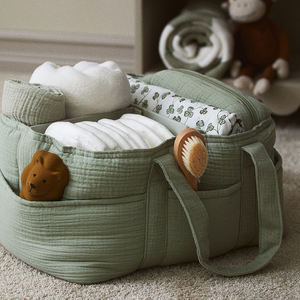 Ukuran kustom desain Logo katun lembut Muslin popok bayi keranjang Organizer dengan Hook-loop pembagi yang dapat dilepas di dalam - Product Image 2