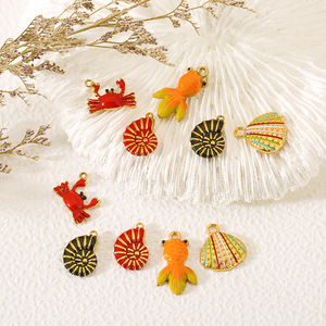 3D Conch Goldfish Crab Pendants Stainless Steel Jewelry Findings For Bracelets <b>Necklaces</b> Ornaments - Product Image 1