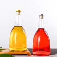Bouteille de vin en verre Big Belly 375 ml, bouteilles de liqueur en verre transparentes vides, bouteilles de whisky, de vodka, de vin de fruits avec bouchon en liège scellé