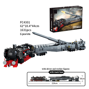 Juego de juguetes de ingeniería coleccionables Kid STEM Proyectos de construcción Modelo de tren Set WW2 poderoso cañón <span class=keywords><strong>militar</strong></span> MOC Ferrocarril Ladrillos Juguetes - Product Image 2