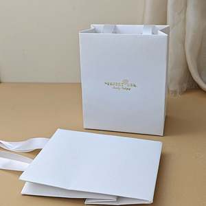 Custom Logo Luxury White Paper <b>Packaging</b> <b>Bags</b> with Ribbon Handle for Watches & Jewelry Recyclable - Product Image 5