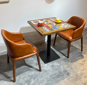 Ả Rập Retro <span class=keywords><strong>cafe</strong></span> gỗ Bàn và ghế kết hợp gạch đá tấm phía Tây thanh vuông bàn nhà hàng phương Tây bàn ghế - Product Image 4