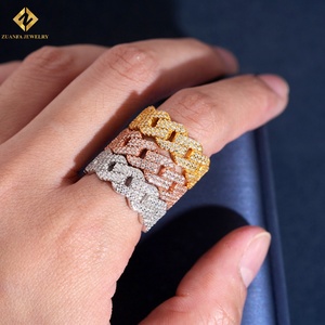 Classic Iced Out Moissanite Hip Hop Jewelry 925 Sterling <b>Silver</b> Moissanite Cuban <b>Ring</b> Hip Hop Diamond <b>Ring</b> for Men - Product Image 2