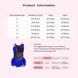 6-16 Kids Girls Dance Wear Custom Logo <b>Feather</b> Latin Dance Leotard Bodysuit For Competitions Dance Classes Stage Shows - Product Image 6
