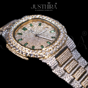 Premium Quality Moissanite Diamond Quartz <b>Watch</b> <b>Men</b> Stainless Steel Business <b>Waterproof</b> Wristwatch Available At Best Price - Product Image 1