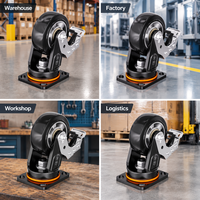Roue pivotante robuste 50 mm, roulettes industrielles avec roulement de précision, rouleau en plastique noir pour chariot de transport, entrepôt