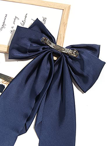 Grandes pinces à cheveux en alliage avec nœuds en satin et longues queues, nœuds en ruban soyeux de luxe, accessoires capillaires esthétiques pour filles, enfants et femmes, style boutique - Product Image 3