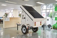 Tour d'éclairage solaire portable ENERGYFIT 400W LED, mât télescopique 7m, remorque mobile, éclairage extérieur IP65, Ra80, angle de faisceau 360°