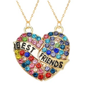 Mode créatif meilleur ami <span class=keywords><strong>arc</strong></span>-<span class=keywords><strong>en</strong></span>-<span class=keywords><strong>ciel</strong></span> collier coloré émail papillon <span class=keywords><strong>coeur</strong></span> collier amitié BFF collier - Product Image 2