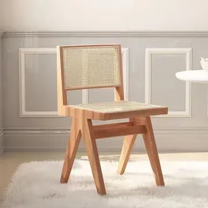 เก้าอี้รับประทานอาหารแบบนอร์ดิกโครงเก้าอี้แบบเรียบง่ายทำจากไม้หวายขายส่งไม้แอชไม้โมเดิร์นยุโรป