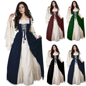 Frauen New Medieval Dress Kostüm Renaissance Gothic Cosplay Langes Kleid Frauen Retro Steampunk Phantasie Kleidung Halloween XXL