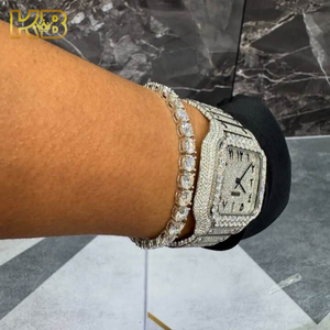 Fabriek Groothandel Vvs Moissanite Horloge Pas Diamant Tester Custom Uit Vierkante Arabische Wijzerplaat Luxe Hiphop Heren Sieraden - Product Image 4