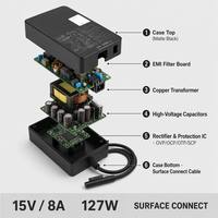 Adaptateur secteur pour ordinateur portable compatible avec Microsoft Surface Pro 7/6/5/4/3 et Book 3/2/1, PD 3.0, ignifuge, 15V 8A 127W
