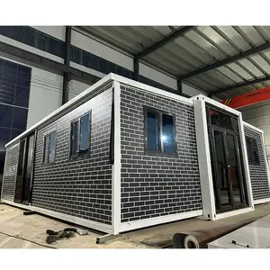 Rumah Modular tiga kamar tidur, rumah seluler dapat dilipat sayap ganda 20ft 40ft