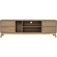 Mueble para TV HIRADO de 1.8M en Color Natural, Patas Metálicas Resistentes, Consola Multimedia, Espacioso para Sala de Estar, Entretenimiento y Televisores