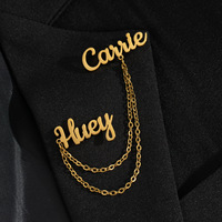 Plaque nominative en acier inoxydable personnalisée en gros, broche vintage avec logo sur mesure