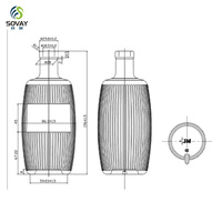 Bouteille en verre de 500 ml au design moderne, prix d'usine, forme baril haute transparence pour Vodka, Whisky, Tequila, Gin, Rhum