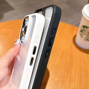 Plaqué Métal Bouton Mince Clair Antichoc Téléphone étui pour <span class=keywords><strong>iphone</strong></span> <span class=keywords><strong>11</strong></span> 12 13 14 15 Pro Max De Luxe Couverture <span class=keywords><strong>Transparente</strong></span> - Product Image 5