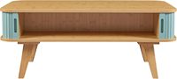 Table d'appoint en bambou massif Combohome, coins arrondis et compartiments fermés, table basse en bambou