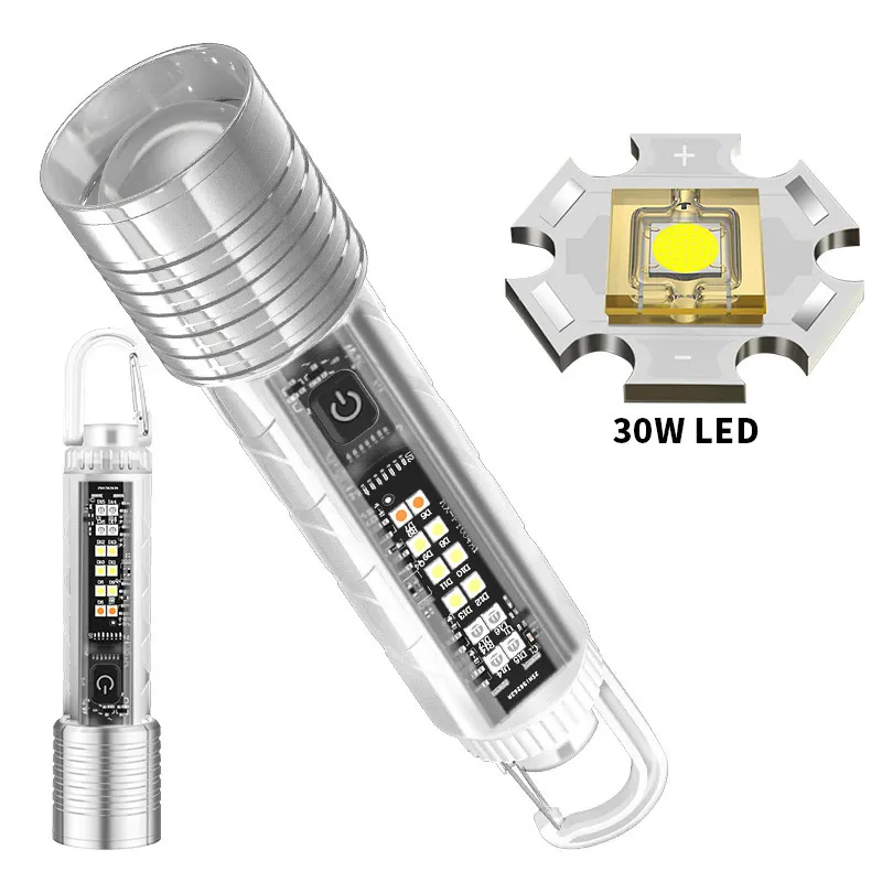 New Super Bright Type C Rechargeable Led Small Keychain Flashlight White Laser Led Flashlight For Camping