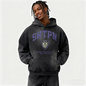 Áo hoodie chất lượng cao, thiết kế thời trang đường phố, màu xám, kiểu vintage, phai màu acid, áo khoác có mũ trùm đầu, thiết kế tùy chỉnh dành cho nam - Product Image 3