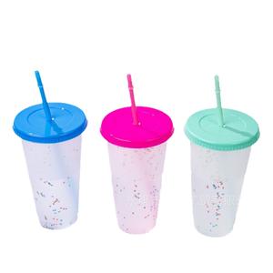 Gobelets réutilisables en plastique de 24 oz avec couvercles et pailles, gobelets de fête changeant de couleur pour célébrations, rassemblements, anniversaires, mariages - Product Image 6