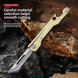 Titanyum alaşım DIY OEM çakı <span class=keywords><strong>Mini</strong></span> katlanır keskin küçük programı çok fonksiyonlu taşınabilir kurye bıçağı - Product Image 5