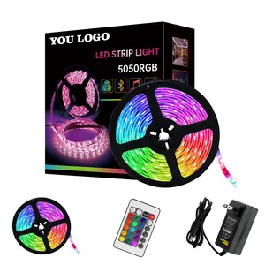 Kit de luzes LED com controle remoto IR de 15 pés e 5m, com 24 teclas, fita LED para decoração de interiores, SMD 5050 12V, luzes de tira LED smart multicoloridas RGB