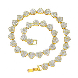 Collar Cubano con Forma de Corazón y Diamantes, Pulsera Hip Hop, Collar Lijing de Moda Hipster Tanjing - Product Image 1