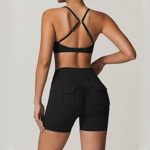 SHINBENE 3 piezas Scrunch Workout Sujetador deportivo y conjuntos de mallas Yoga Fitness Set Conjuntos de entrenamiento para mujeres - Product Image 6