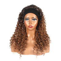 Perruque Afro Bouclée Synthétique Longue et Volumineuse Marron Ondulée Profonde Sans Colle avec Bonnet en Maille Élastique Réglable pour Usage Quotidien Résistante à la Chaleur