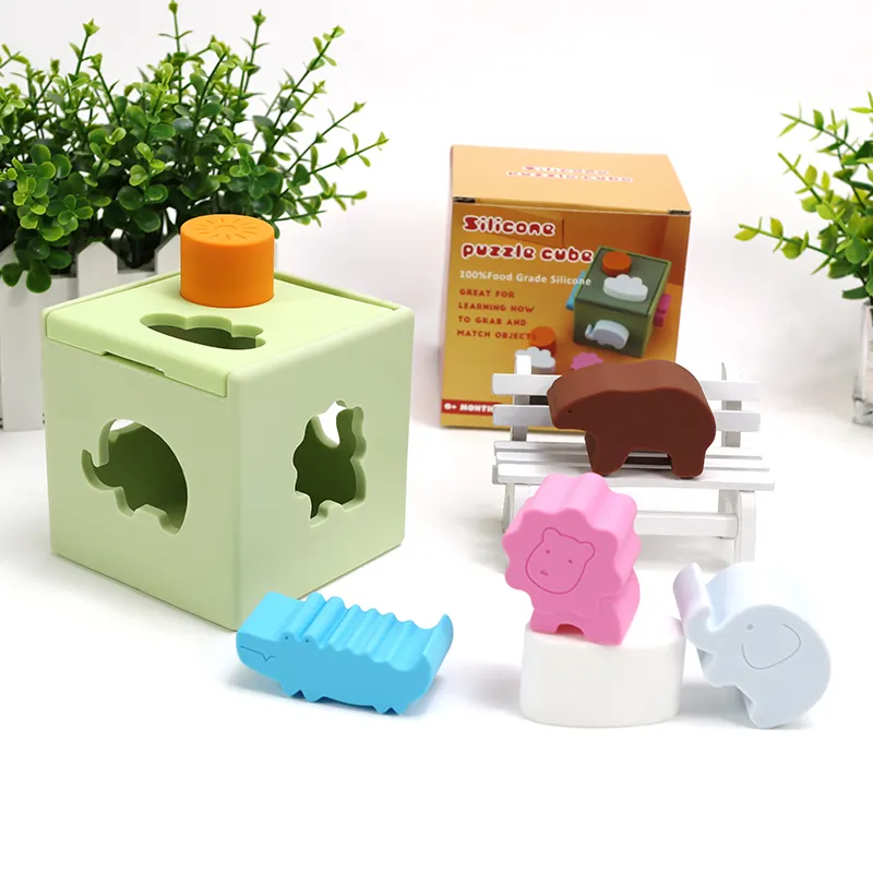 2023 New design hot amazon silicone shape matching blocks toy box kids education toys baby puzzle toy