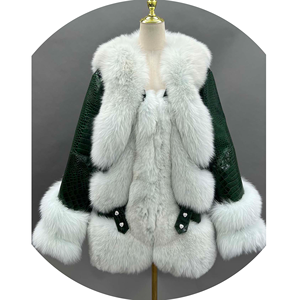 Veste en fourrure de renard en cuir croco au <span class=keywords><strong>prix</strong></span> de gros pour <span class=keywords><strong>femme</strong></span> Veste en cuir à la mode d'hiver - Product Image 1