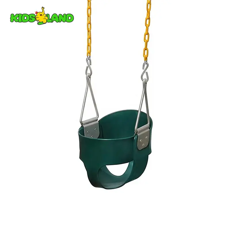 Asiento de columpio para niños al aire libre Fácil de instalar Mosquetones de cadena recubiertos de plástico Respaldo alto Cubo completo Columpio para niños pequeños