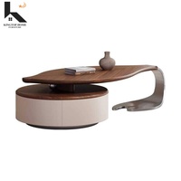Table basse moderne en bois et acier inoxydable en forme de feuille, mobilier de salon minimaliste haut de gamme, directement de l'usine
