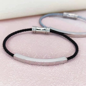 Pulsera de Cuerda Tejida de Acero Inoxidable de Alta Calidad, Personalizada, de Acero Titanio, Ajustable en Longitud, para Hombres y Mujeres - Product Image 6