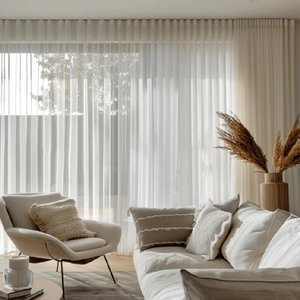 Cortinas de tul <span class=keywords><strong>con</strong></span> textura de lino elegantes y modernas para dormitorio y sala de estar - Product Image 1