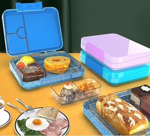 Aohea Boîte à <span class=keywords><strong>bento</strong></span> colorée en poudre d'échalote de qualité alimentaire pour enfants Boîte à lunch écologique réutilisable à 4 compartiments pour enfants - Product Image 3
